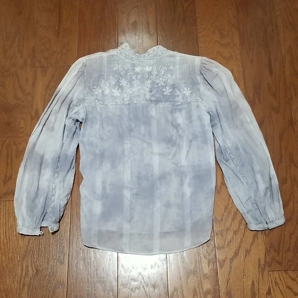 LoveShackFancy Ronda Top in Washed Denim sz xs NWT - Picture 5 of 12